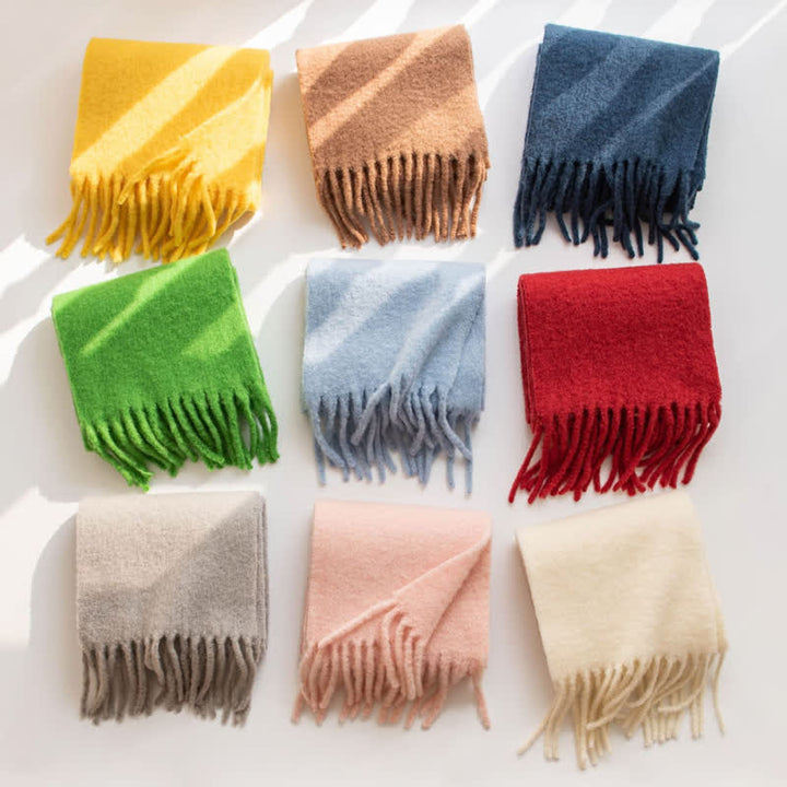 Unisex Thicken Solid Color Fringes Cashmere Scarf - image 8