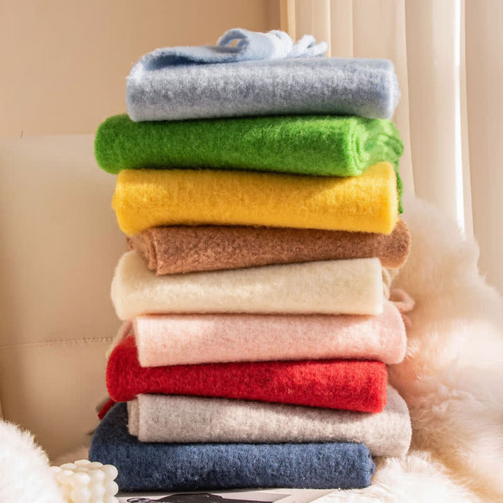 Unisex Thicken Solid Color Fringes Cashmere Scarf - image 0