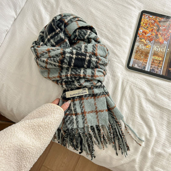 Unisex Winter Warm Tassel Plaid Oversized Scarf - image 10