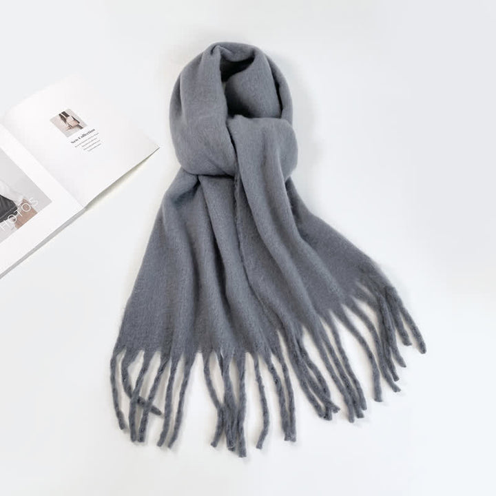 Unisex Thick Solid Color Oversized Warm Chunky Scarf - Gray - image 8