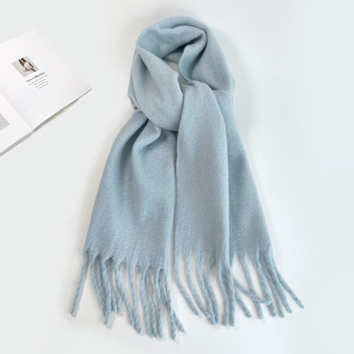 Unisex Thick Solid Color Oversized Warm Chunky Scarf - Light Blue - image 2