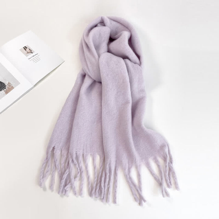 Unisex Thick Solid Color Oversized Warm Chunky Scarf - Light Purple - image 17
