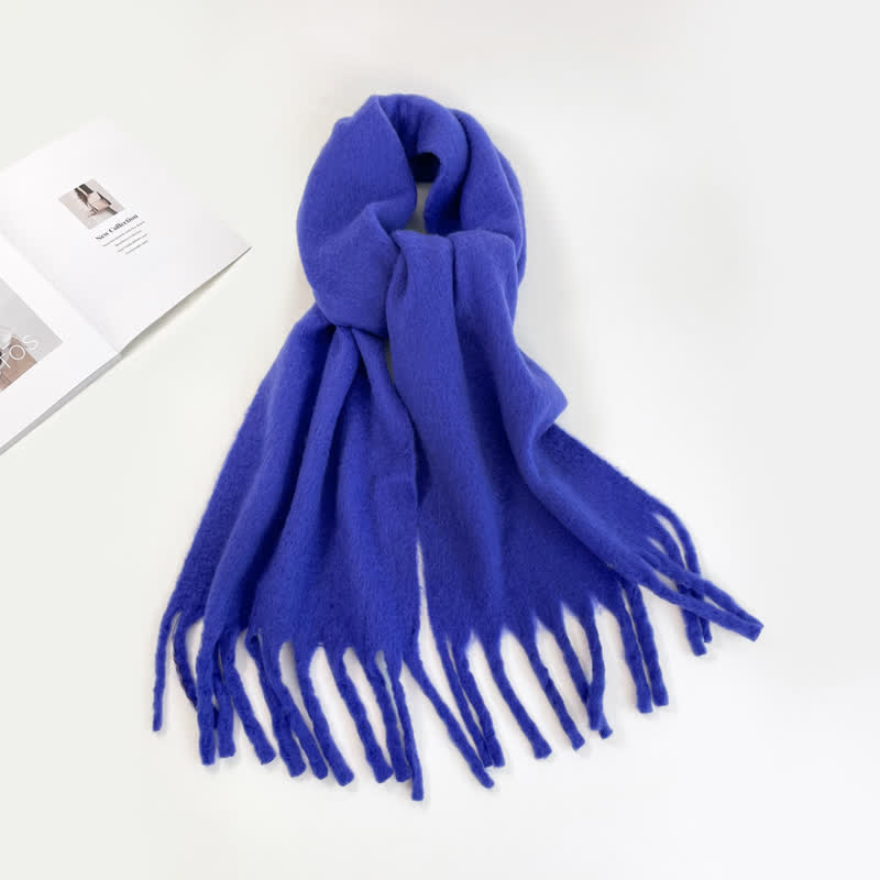 Unisex Thick Solid Color Oversized Warm Chunky Scarf - Royal Blue - image 7