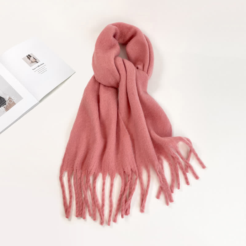Unisex Thick Solid Color Oversized Warm Chunky Scarf - Coral - image 12