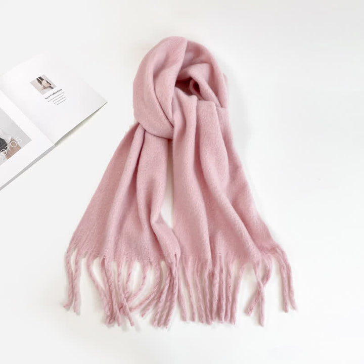 Unisex Thick Solid Color Oversized Warm Chunky Scarf - Pink - image 11