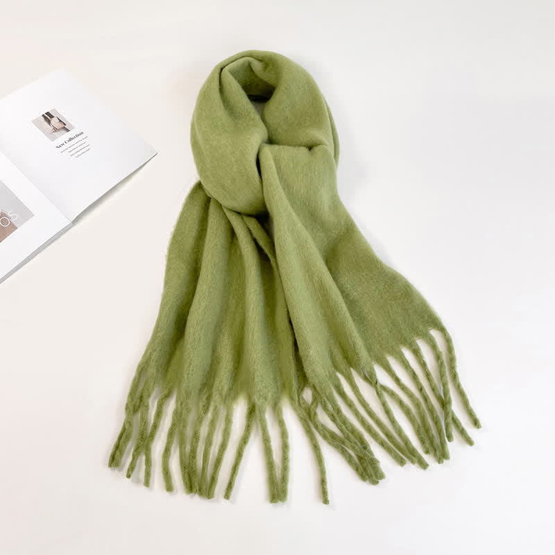 Unisex Thick Solid Color Oversized Warm Chunky Scarf - YellowGreen - image 16