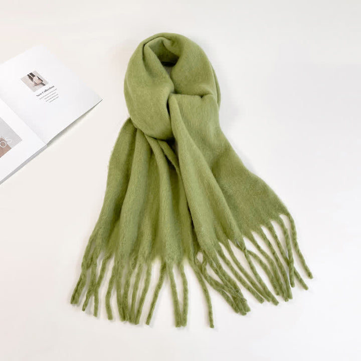 Unisex Thick Solid Color Oversized Warm Chunky Scarf - YellowGreen - image 16