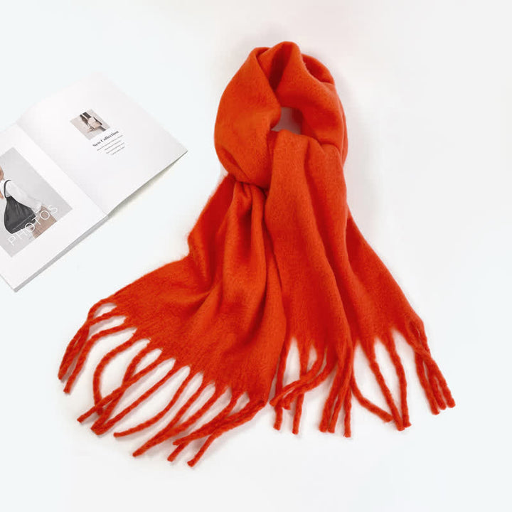 Unisex Thick Solid Color Oversized Warm Chunky Scarf - Red - image 13