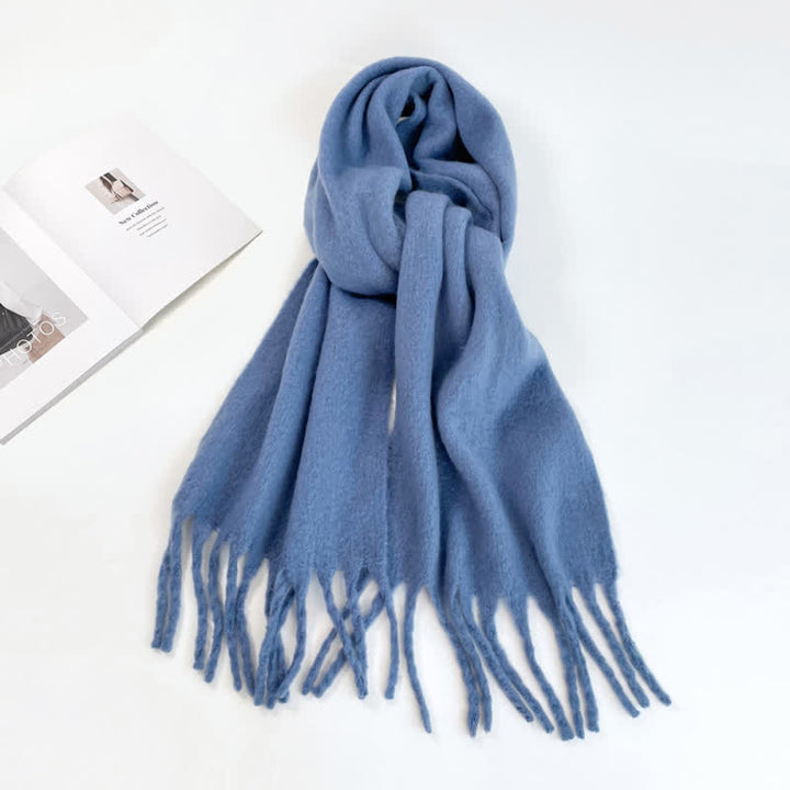 Unisex Thick Solid Color Oversized Warm Chunky Scarf - Sky Blue - image 6
