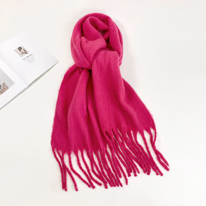 Unisex Thick Solid Color Oversized Warm Chunky Scarf - Hot Pink - image 14