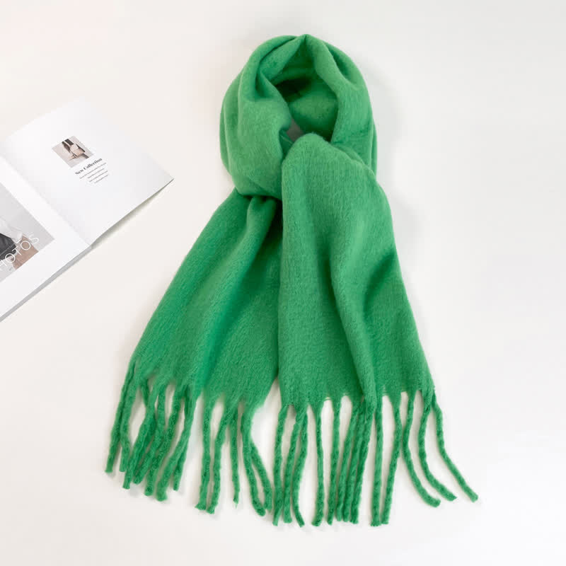 Unisex Thick Solid Color Oversized Warm Chunky Scarf - Green - image 15