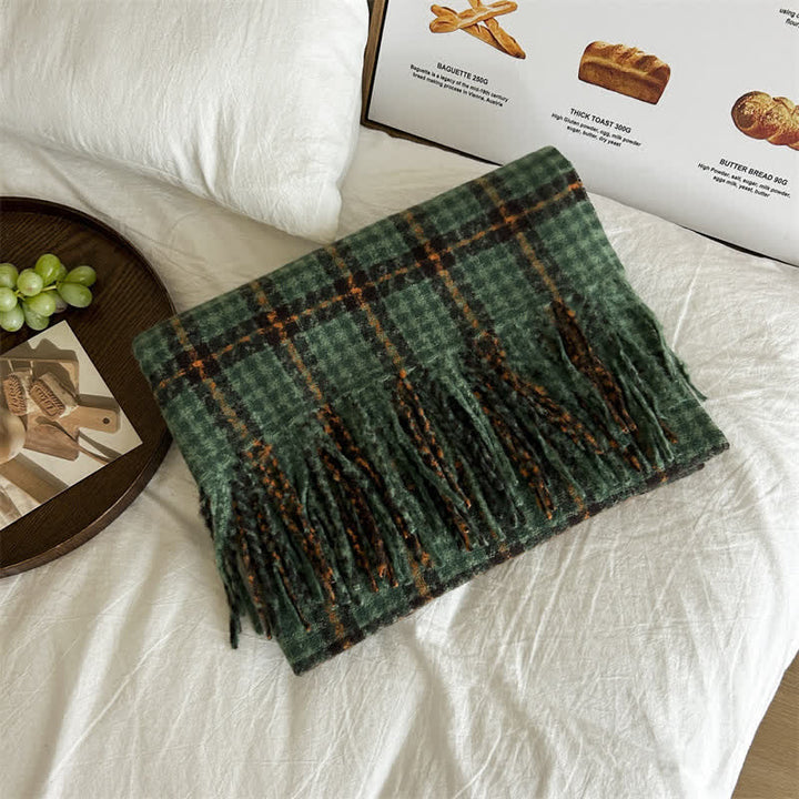 Unisex Generous Plaid Fashion Winter Scarf - Green - image 7