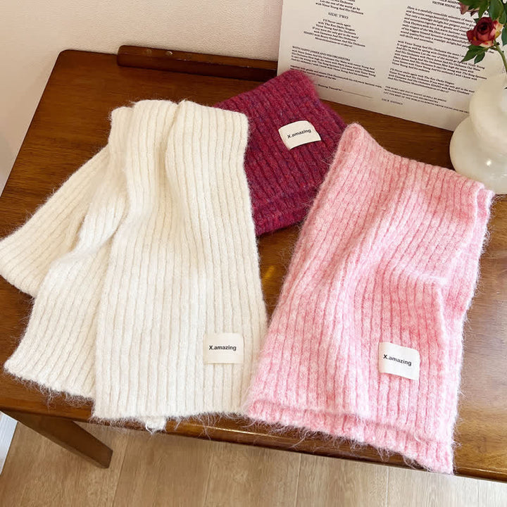 Unisex Cozy Knitted Solid Color Narrow Scarf - image 2