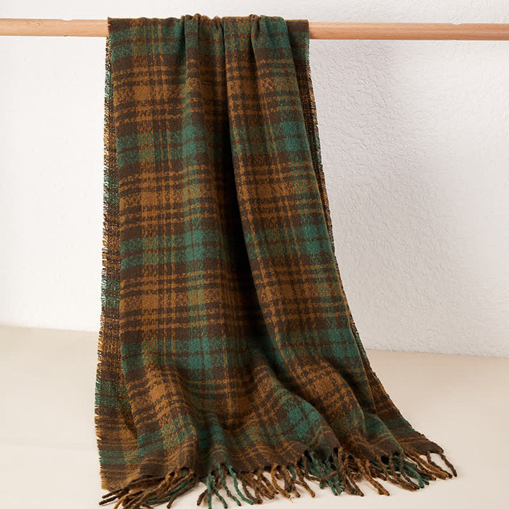 Unisex Luxury British Style Plaid Pattern Tassle Scarf - Style #1 - image 2