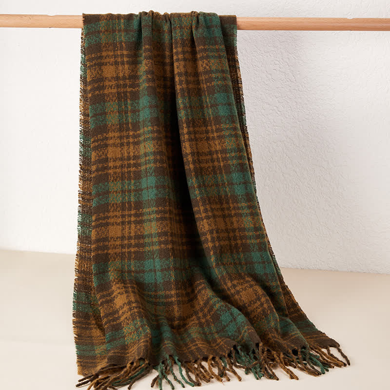 Unisex Luxury British Style Plaid Pattern Tassle Scarf - Style #1 - image 2