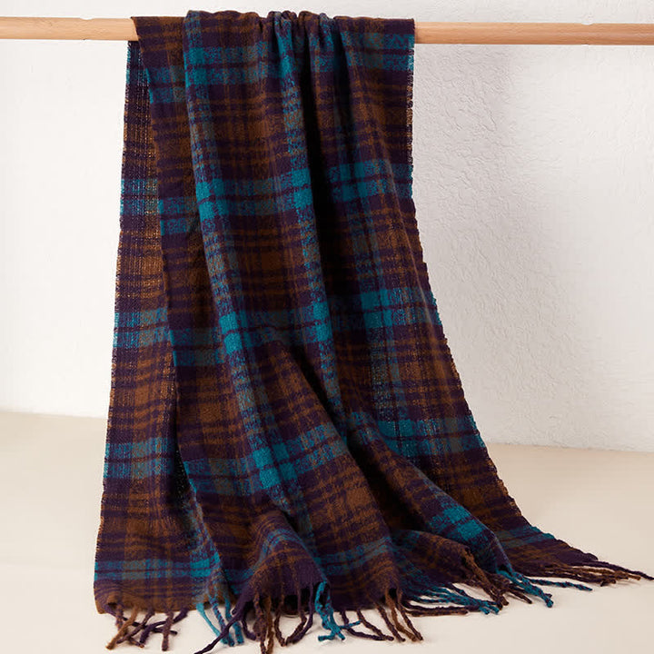 Unisex Luxury British Style Plaid Pattern Tassle Scarf - Style #3 - image 8