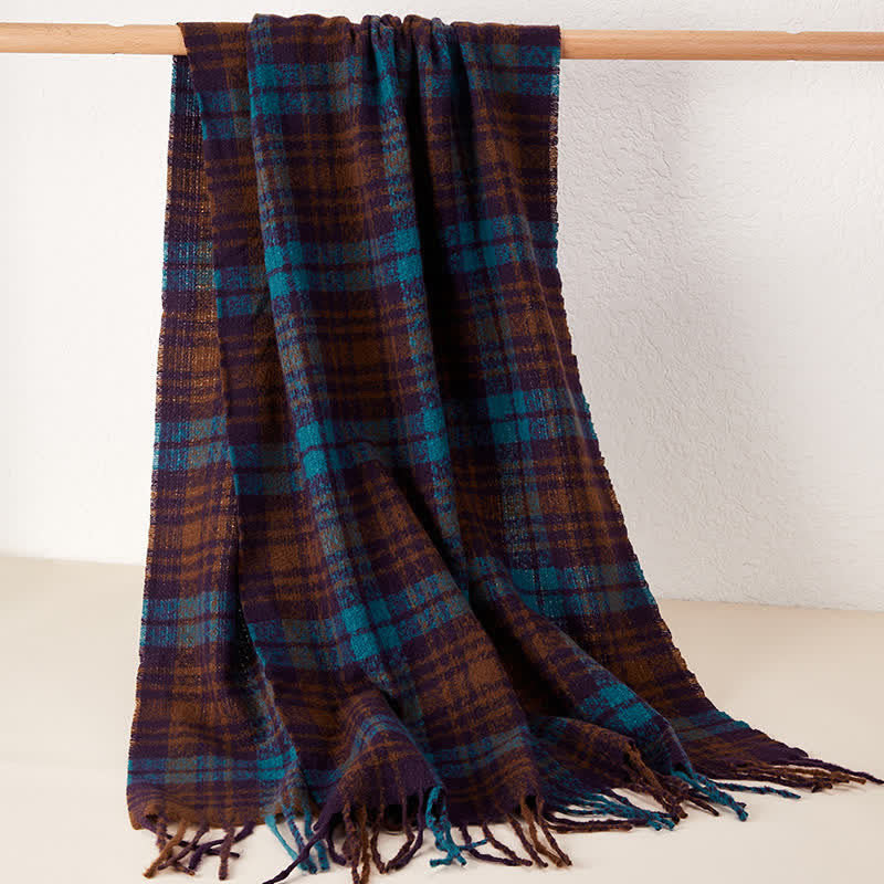 Unisex Luxury British Style Plaid Pattern Tassle Scarf - Style #3 - image 8