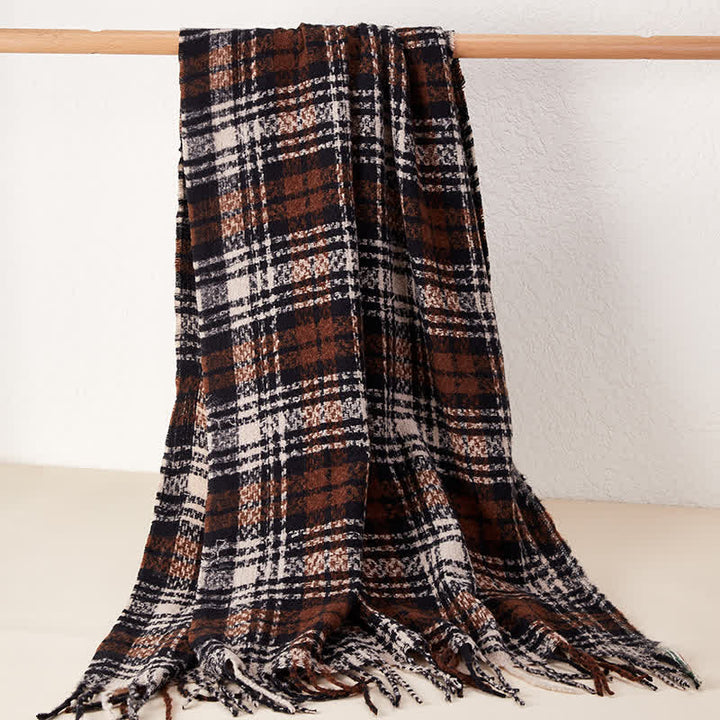 Unisex Luxury British Style Plaid Pattern Tassle Scarf - Style #2 - image 7