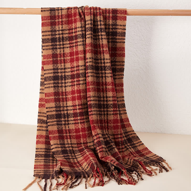Unisex Luxury British Style Plaid Pattern Tassle Scarf - Style #6 - image 11