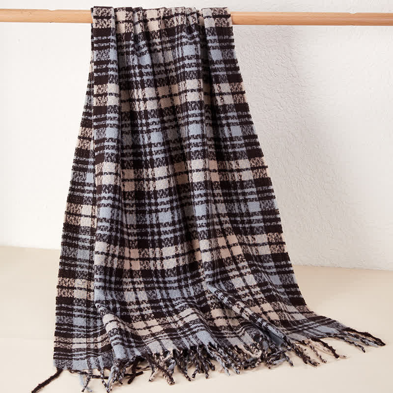 Unisex Luxury British Style Plaid Pattern Tassle Scarf - Style #4 - image 9