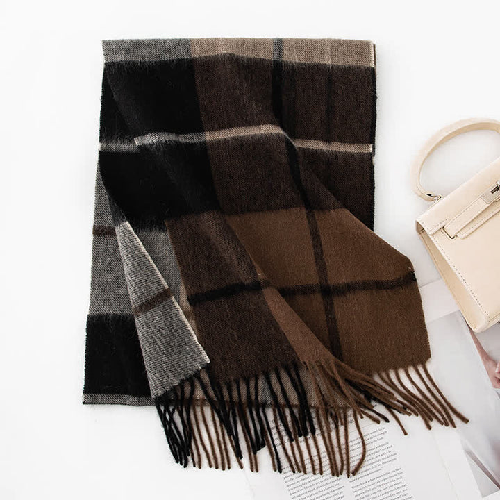 Unisex Color Blocking Plaid Cashmere Scarf - Style #23 - image 28
