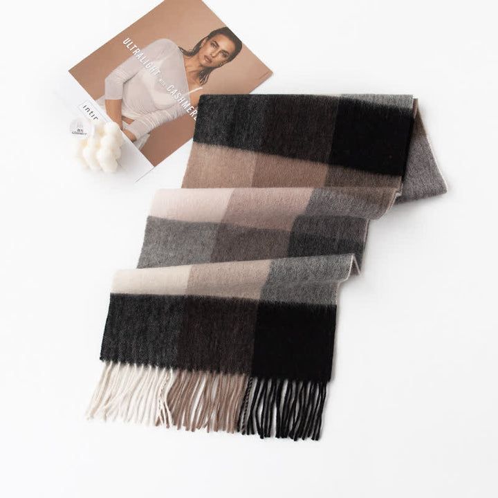 Unisex Color Blocking Plaid Cashmere Scarf - Style #9 - image 14