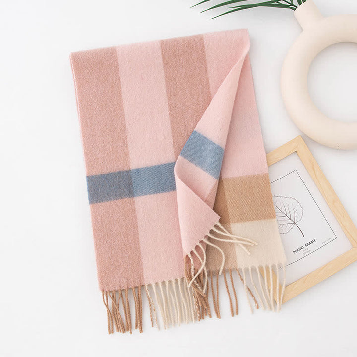 Unisex Color Blocking Plaid Cashmere Scarf - Style #34 - image 39