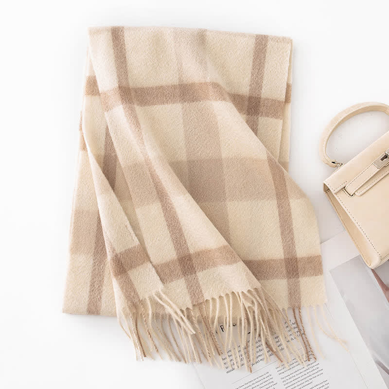 Unisex Color Blocking Plaid Cashmere Scarf - Style #1 - image 2