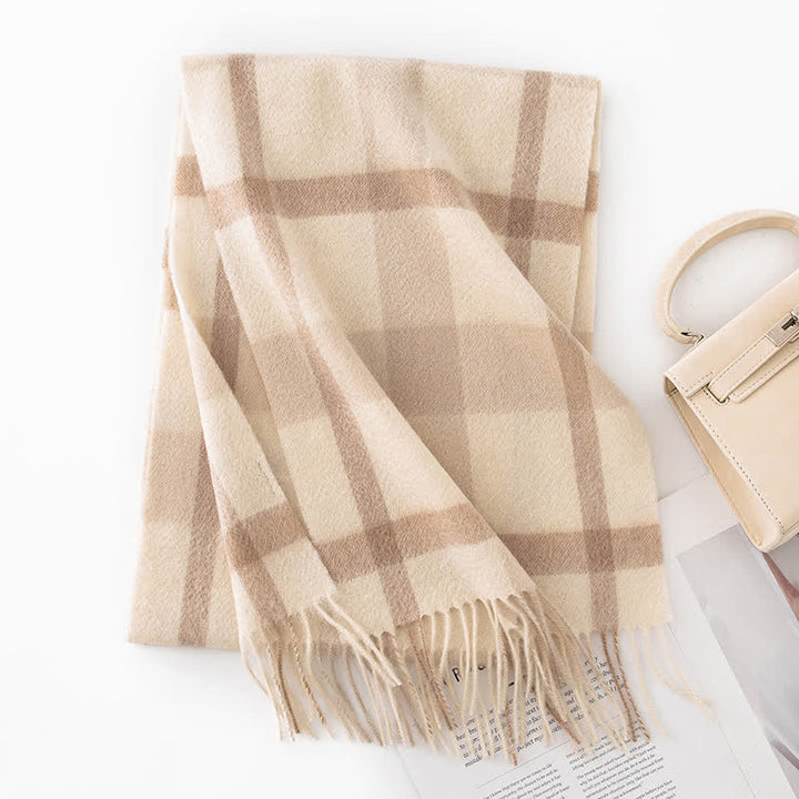 Unisex Color Blocking Plaid Cashmere Scarf - Style #1 - image 2