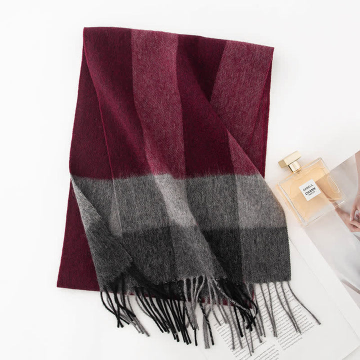 Unisex Color Blocking Plaid Cashmere Scarf - Style #21 - image 26