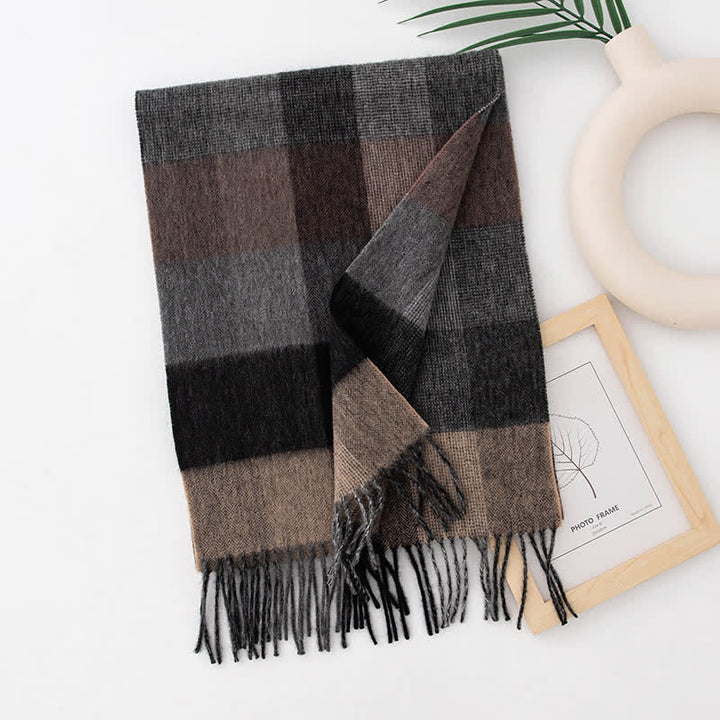 Unisex Color Blocking Plaid Cashmere Scarf - Style #31 - image 36