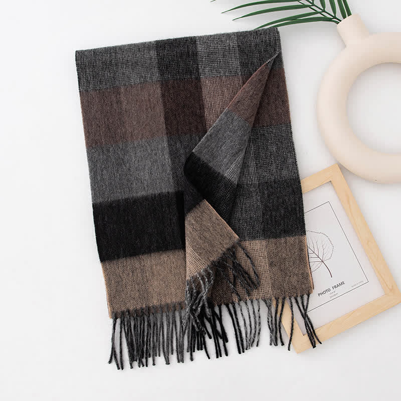 Unisex Color Blocking Plaid Cashmere Scarf - Style #31 - image 36