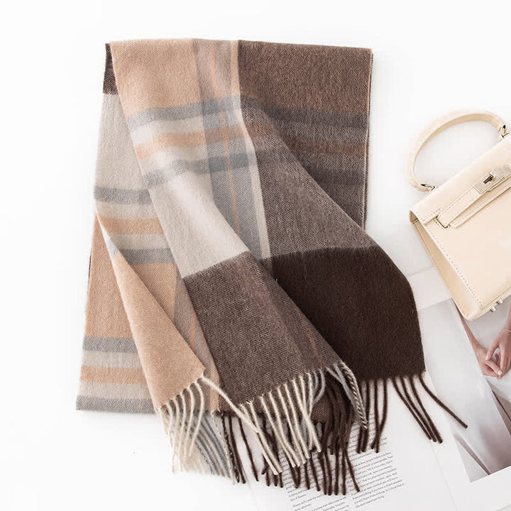 Unisex Color Blocking Plaid Cashmere Scarf - Style #15 - image 20