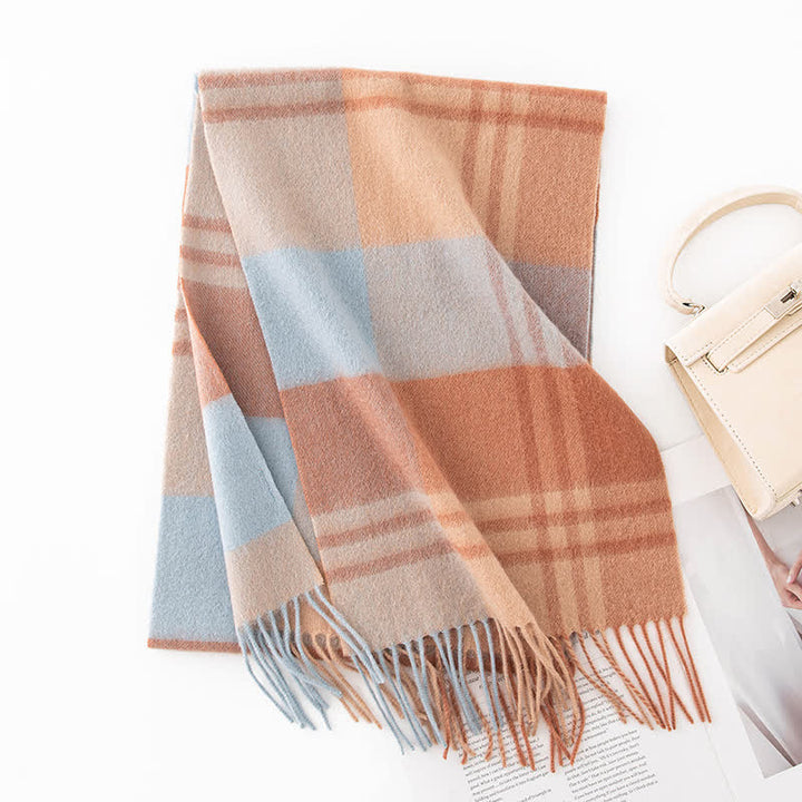 Unisex Color Blocking Plaid Cashmere Scarf - Style #27 - image 32