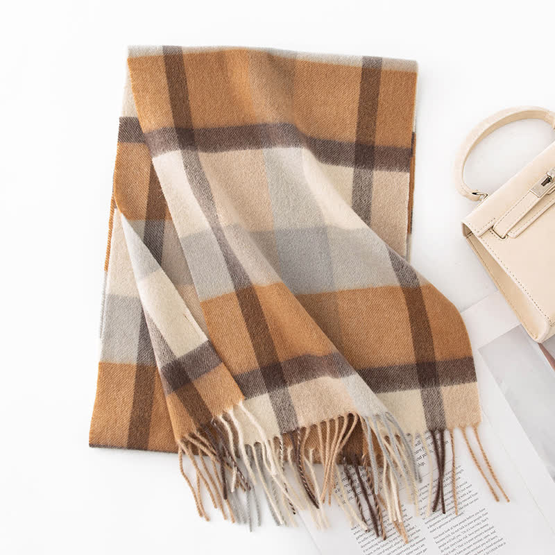 Unisex Color Blocking Plaid Cashmere Scarf - Style #29 - image 34