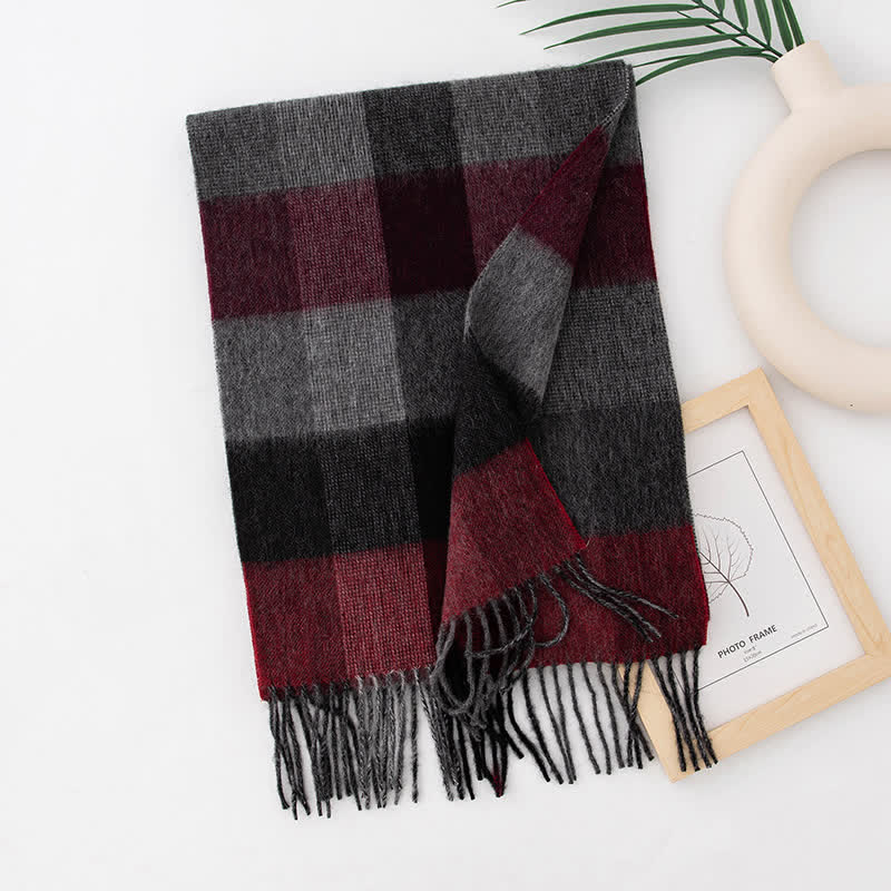Unisex Color Blocking Plaid Cashmere Scarf - Style #30 - image 35