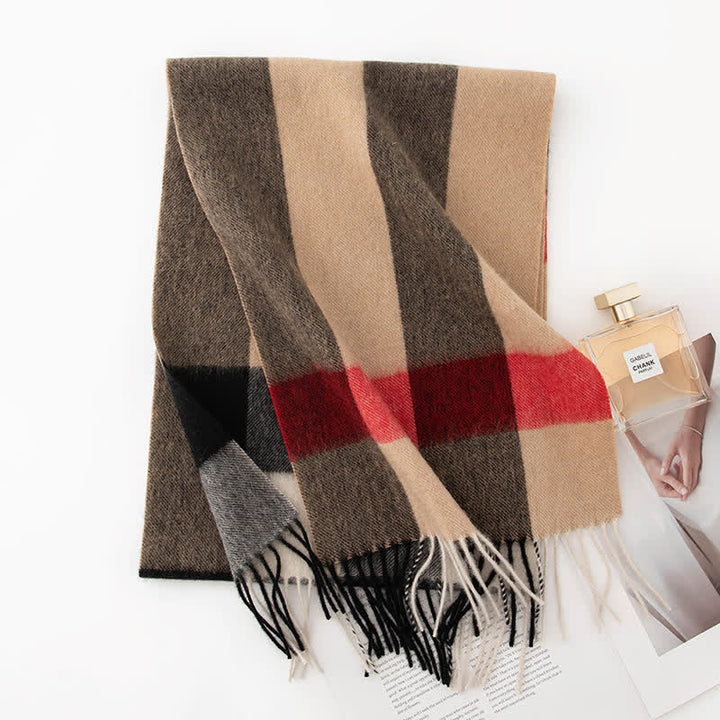 Unisex Color Blocking Plaid Cashmere Scarf - Style #18 - image 23