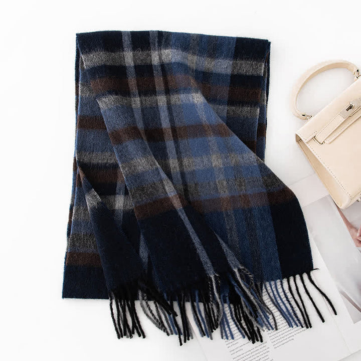 Unisex Color Blocking Plaid Cashmere Scarf - Style #28 - image 33