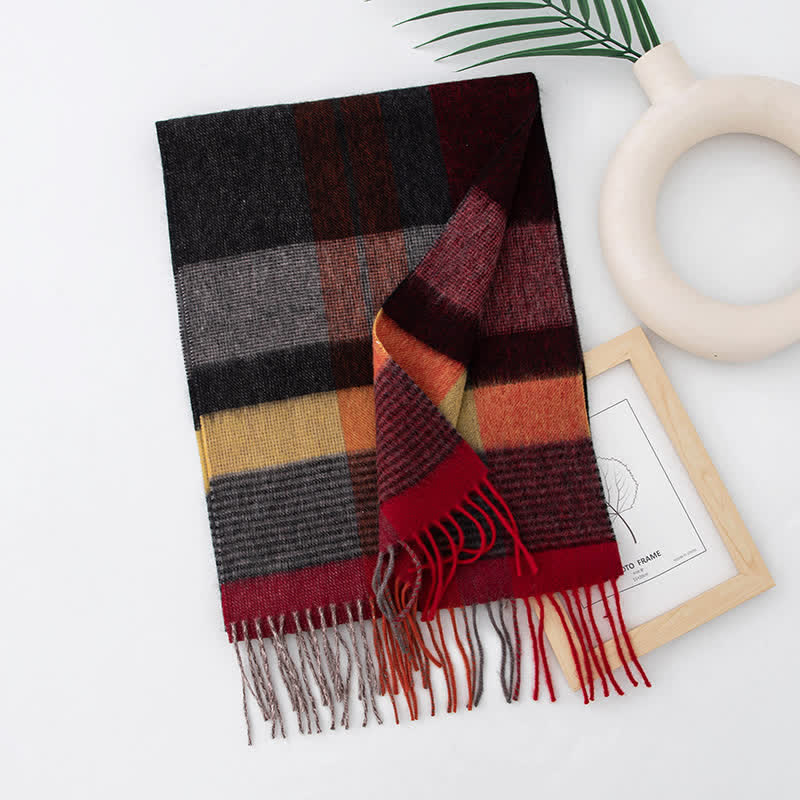 Unisex Color Blocking Plaid Cashmere Scarf - Style #32 - image 37
