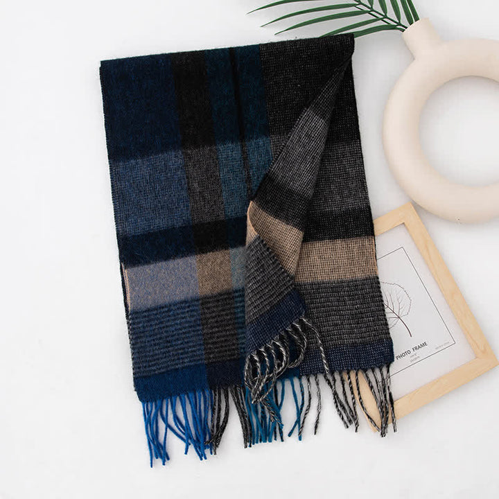 Unisex Color Blocking Plaid Cashmere Scarf - Style #33 - image 38