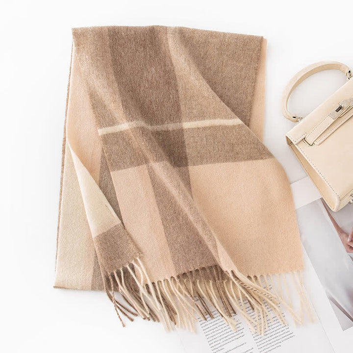 Unisex Color Blocking Plaid Cashmere Scarf - Style #14 - image 19