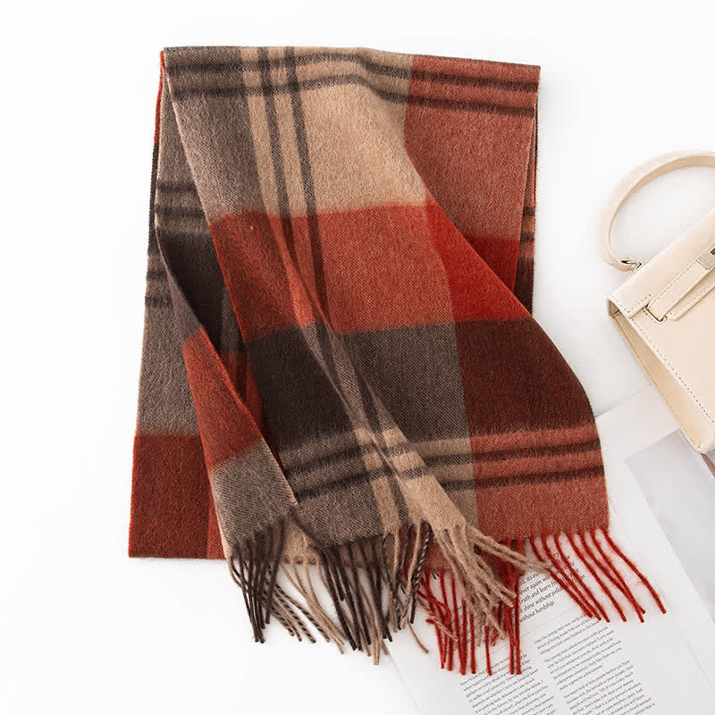 Unisex Color Blocking Plaid Cashmere Scarf - Style #26 - image 31