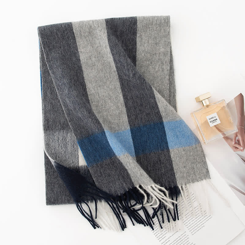 Unisex Color Blocking Plaid Cashmere Scarf - Style #19 - image 24