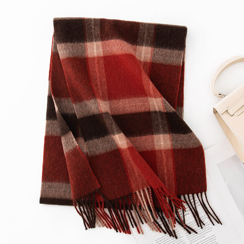 Unisex Color Blocking Plaid Cashmere Scarf - Style #10 - image 15
