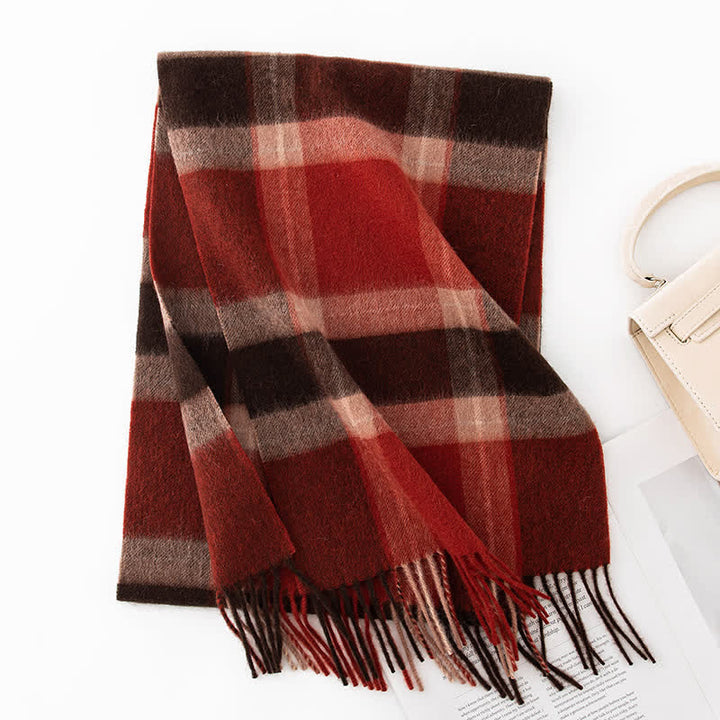 Unisex Color Blocking Plaid Cashmere Scarf - Style #10 - image 15