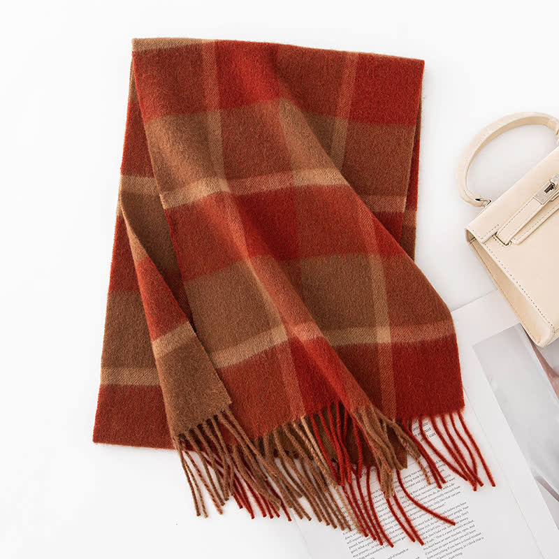 Unisex Color Blocking Plaid Cashmere Scarf - Style #13 - image 18