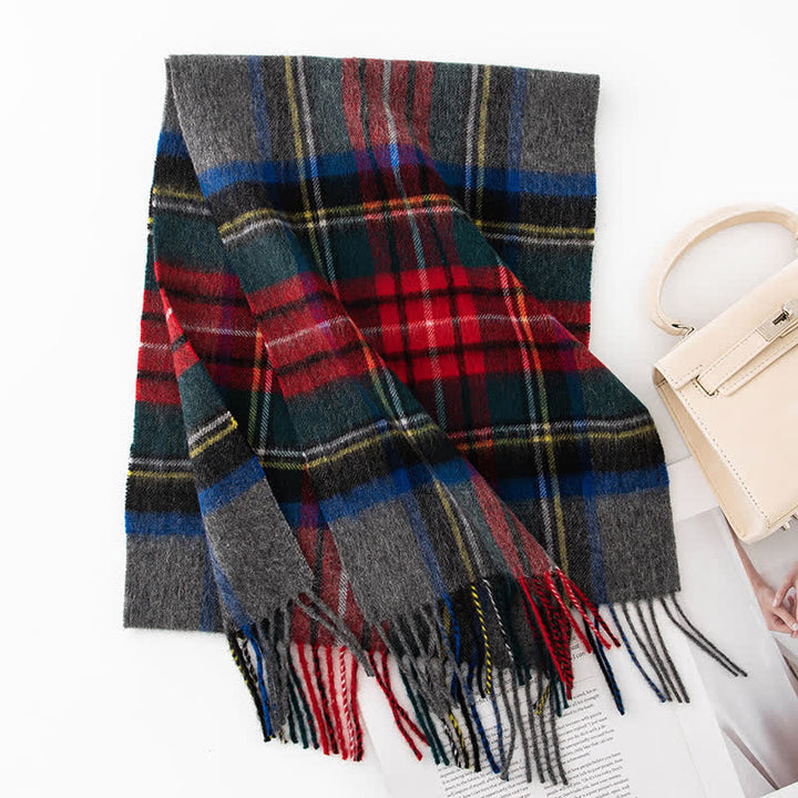 Unisex Color Blocking Plaid Cashmere Scarf - Style #25 - image 30