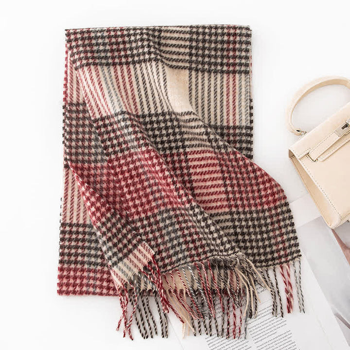 Unisex Color Blocking Plaid Cashmere Scarf - Style #11 - image 16