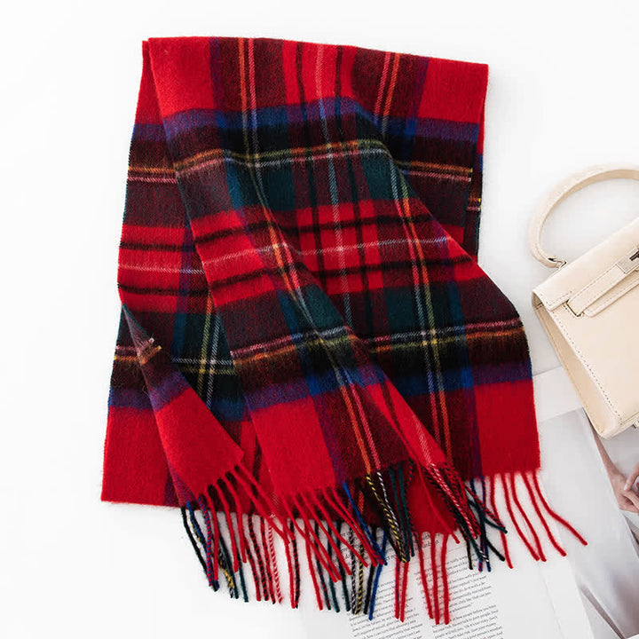 Unisex Color Blocking Plaid Cashmere Scarf - Style #24 - image 29