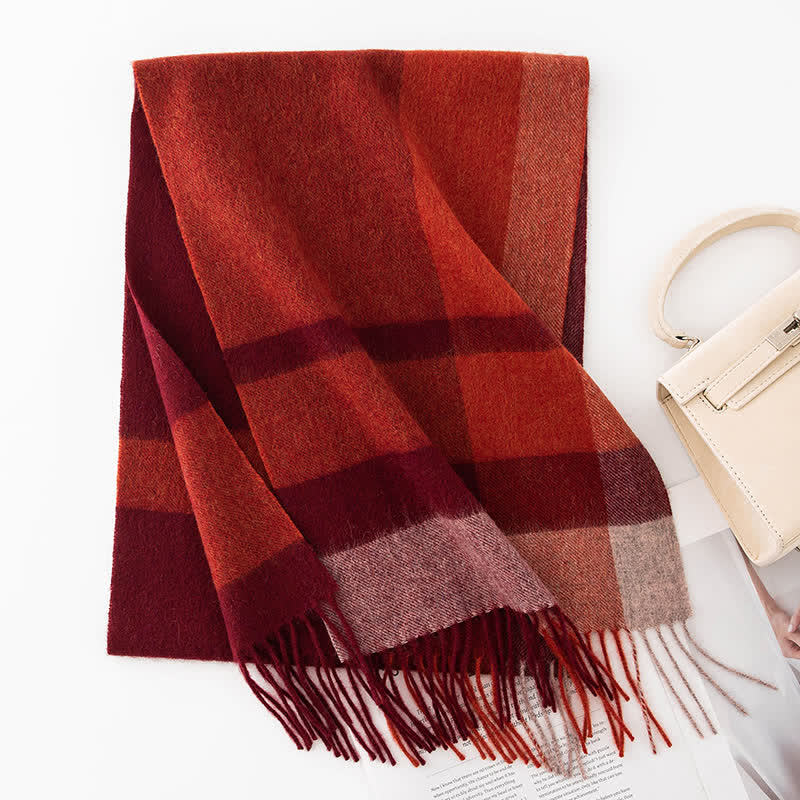 Unisex Color Blocking Plaid Cashmere Scarf - Style #22 - image 27